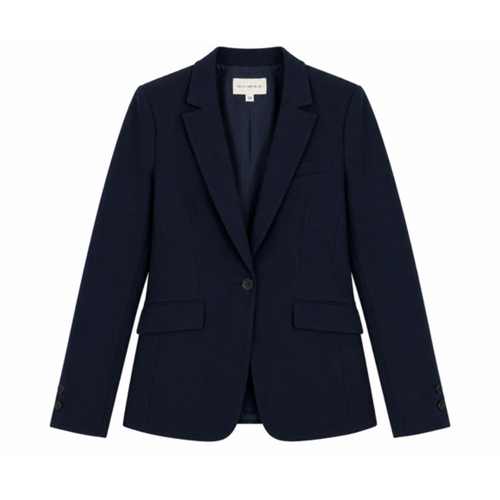 Skies Are Blue Womens Navy Blue Single Button Blazer Jacket XS NWT